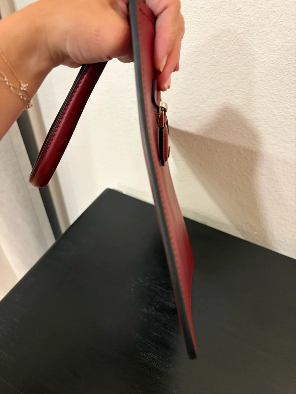 Authentic Salvatore Ferragamo Red Leather Wristlet Clutch